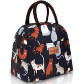 BALORAY lunch bag in dark-blue cat design keeps meals fresh during commute.