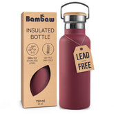 Bambaw 24 oz insulated water bottle in Red Berry color for everyday hydration.