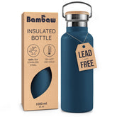 Bambaw 32oz Insulated Bottle in Aegean Blue for hot or cold drinks on the go.