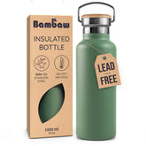 Bambaw 32oz insulated green bottle with ice for cool hydration