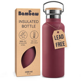 Bambaw 32oz Water Bottle Red Berry front view showcases sleek, durable hydration on the go