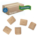 Bambu pack of five 2.75-inch bamboo pot scrapers for eco-friendly cleaning.