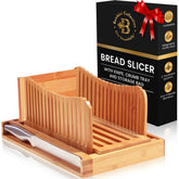 Bambüsi Bread Slicer folded flat for compact storage.