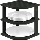 Bambüsi cabinet organizer shelf corner 3-tier keeps dishes neatly stacked.