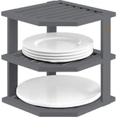 Bambüsi cabinet organizer shelf grey side view for compact kitchen storage.