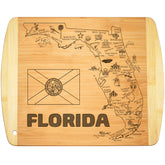 Bambusi Florida state map cutting board with engraved coastlines for stylish serving