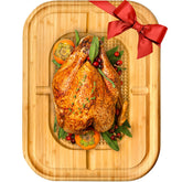Bambüsi large meat cutting board, top view, ideal for carving large roasts and poultry.