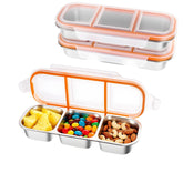 Bandesun stainless steel snack box with lids keeps snacks organized for travel.