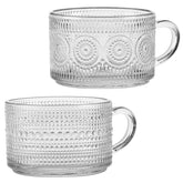 Bandesun vintage glass coffee mug front view, ideal for rich morning coffee.