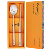 BAPMOO spoon and chopsticks set in silver for daily meals.