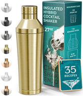 Bare Barrel insulated cocktail shaker in gold keeps drinks cold and hands dry