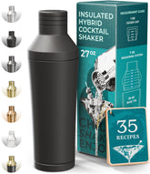Bare Barrel insulated shaker front view with matt black finish showing sleek design