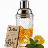 Barillio 14 oz glass shaker with built-in strainer for precise single-serve drinks