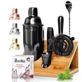 Barillio Black Bartender Kit shaker: durable stainless steel for consistent, smooth shakes at home.