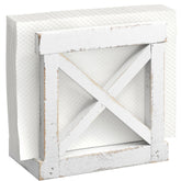 Barnyard Designs napkin holder on table in white distressed finish for rustic kitchen decor