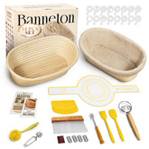 BAVIFY Sourdough starter kit with oval banneton baskets for even dough proofing