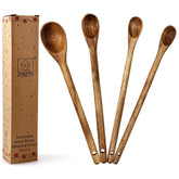 Bayti acacia measuring spoons with long handles for precise kitchen measurements.