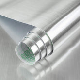 BAYYA silver contact paper with brushed stainless look on a kitchen surface for easy maintenance
