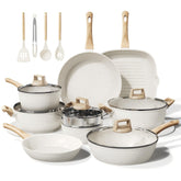 Bazova 24-pcs ceramic nonstick set for easy cleanup and daily cooking