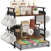 BCOZLUX three-tier coffee bar organizer with easy mug access.