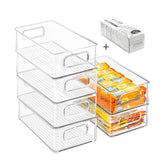 Beauty Cottage stackable fridge bins provide clear visibility for organized fridge storage.