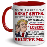 BECHUSKY sister mug with front design, ideal for gifting and daily coffee