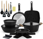 BECIGAR 23pcs ceramic cookware set displayed showing organized storage