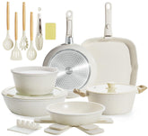 BECIGAR 23pcs ceramic set shows versatile nonstick cookware for quick meals.