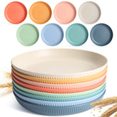 Becutlery 8-pack 9-inch wheat straw plates in pink for daily meals