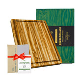 Beefurni teak cutting board with juice groove for easy prep and serving.