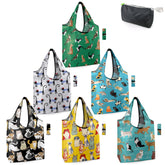 BeeGreen cat lovers six-pack patterned bags for stylish, reusable grocery shopping