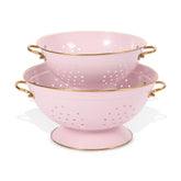 BeFare metal colander 3qt pink for quick vegetable rinsing.