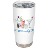 BEHIFL Mahjong Cocktail Tumbler with lid and straw for on-the-go hydration.