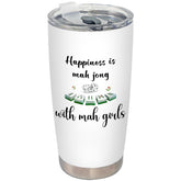 BEHIFL mahjong gifts tumbler with lid and straw for on-the-go sipping.