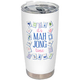 BEHIFL pink-blue chinoiserie mahjong tumbler lid-straw for on-the-go sipping