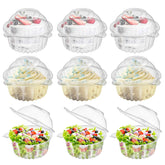 Bekith 150-pack cupcake dome holder shows individual portions with a fresh-sealing lid for freshness.