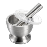 Bekith mortar and pestle in 18/8 brushed stainless steel for durable grinding