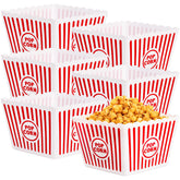 Bekith popcorn buckets with red-white striped design for family movie night