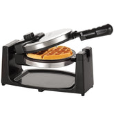 BELLA Classic rotating waffle maker front view with nonstick plates for easy release