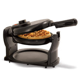 BELLA Classic rotating waffle maker top view promotes even browning