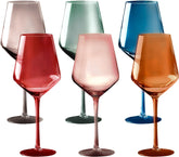 Bella Vino colored cordial glasses set of six add vibrant color to entertaining