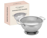 Bellemain 3 Qt colander with handle draining pasta quickly.
