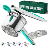 Bellemain heavy-duty potato ricer full view with green finish for easy mashed potatoes