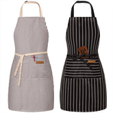 BeLuyi bib apron with adjustable strap for a comfortable chest-to-knee fit.