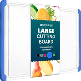 Belwares large blue cutting board with measurement lines for precise prep.