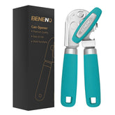 Beneno heavy-duty can opener with magnet in turquoise, ready for safe lid lifting