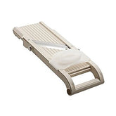 Benriner Almond Wide Slicer blade close-up highlights precision for uniform cuts.