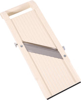 Benriner Super Slicer straight edge blade creating even slices for chips