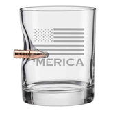 BenShot Merica rocks glass with real .308 bullet, bold pour and unique design