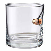 BenShot rocks glass with real 0.45ACP bullet for a distinctive whiskey experience.